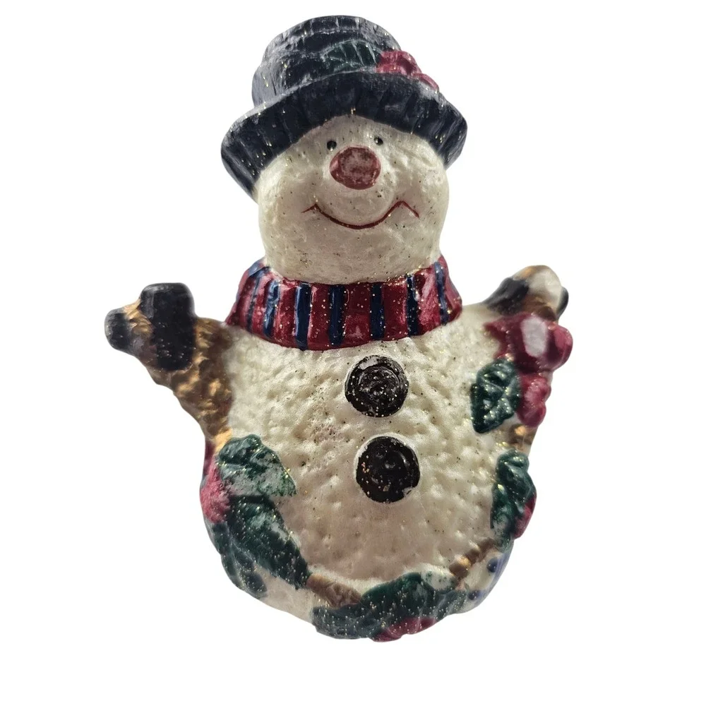 Christmas Candle Snowman with‎ Tree Holiday Decor Festive Decoration